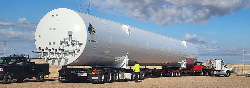 Buchanan Hauling Heavy Haul Division transporting a tank for gas or liquid storage. Buchanan Hauling Heavy Haul Division transporting a tank for gas or liquid storage.