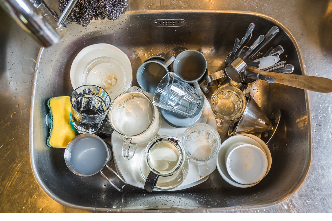 A dirty dish leads to more dirty dishes and a messy area.