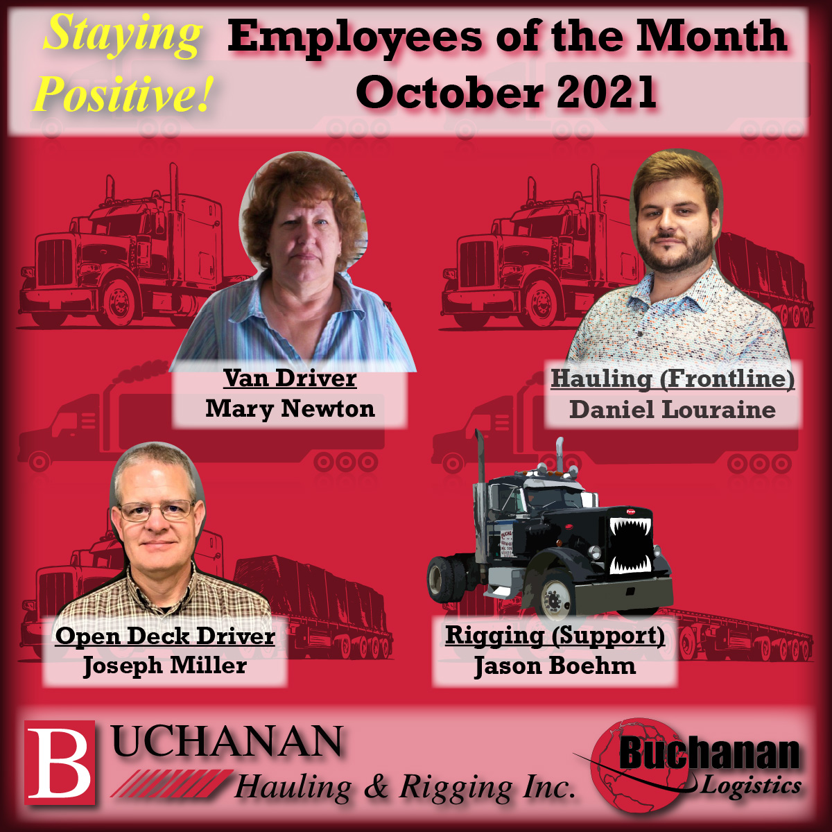 Staying Positive Employees Of The Month | October 2021 - Buchanan ...